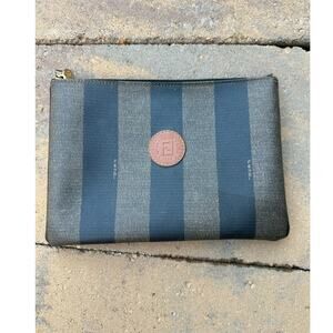 Vintage Fendi Pequin Stripe Zipper Pouch Clutch
